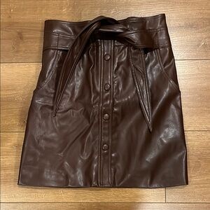 Brown Faux Leather Skirt